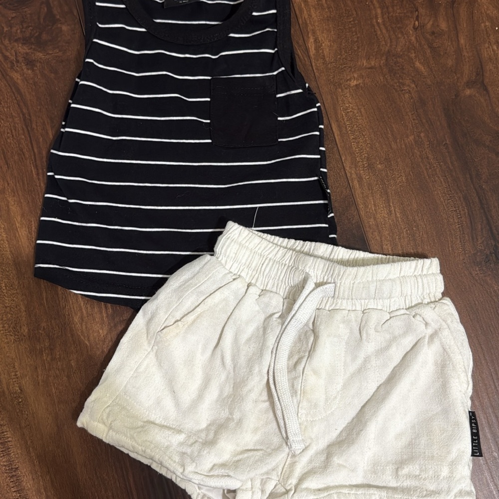 Little Bipsy Black and White Striped Set